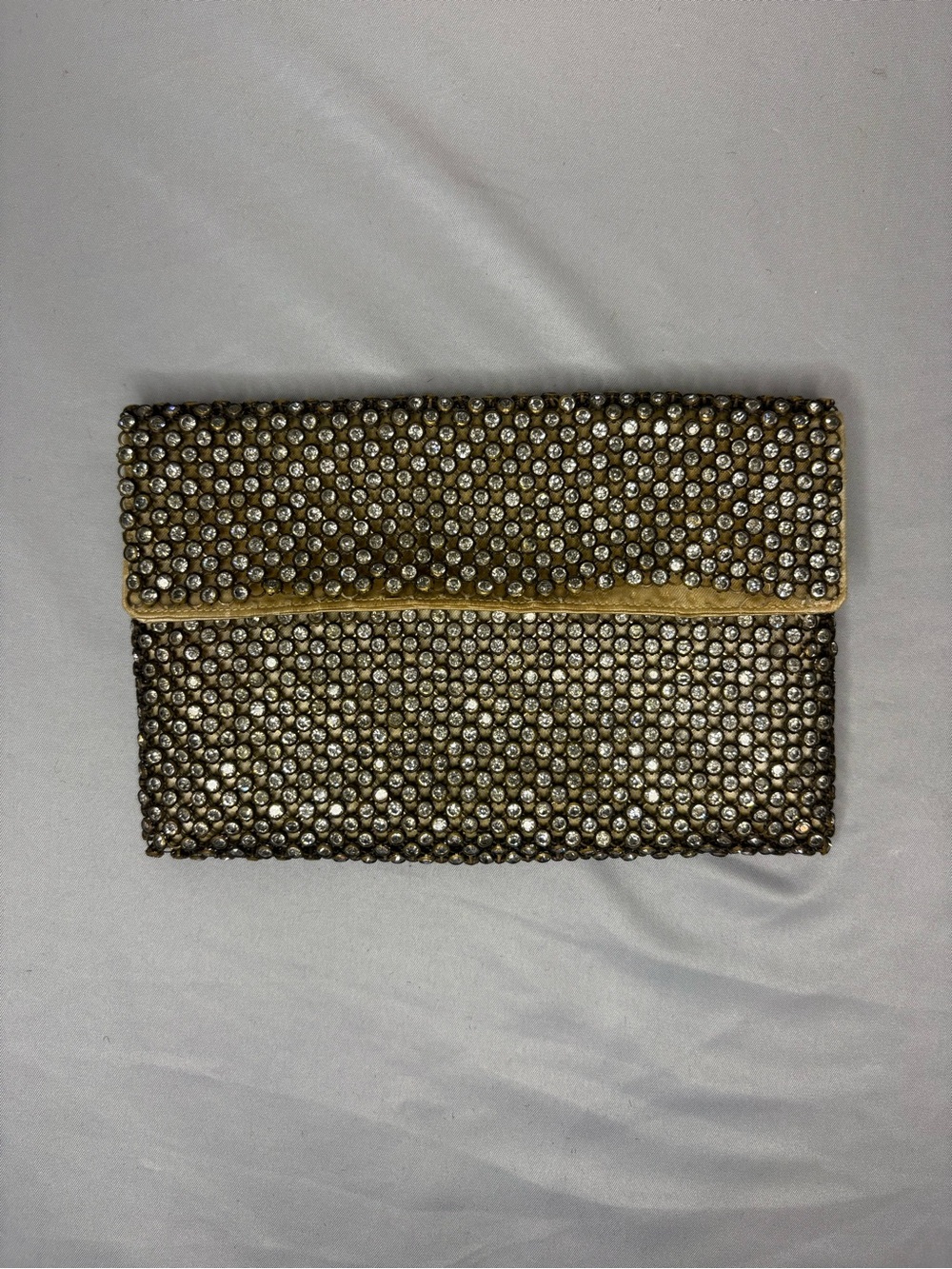 Vintage Saks Fifth Avenue Embellished Gold Crystal Cluth